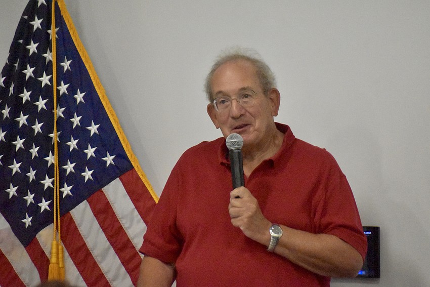 Bruce Stamm, president of the Lakewood Ranch Republican Club, moderates the Aug. 1 candidate forum.