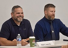 District 72 Rep. Bill Conerly and his challenger, John Phillips, attend a candidate forum at the Lakewood Ranch Library Aug. 1.
