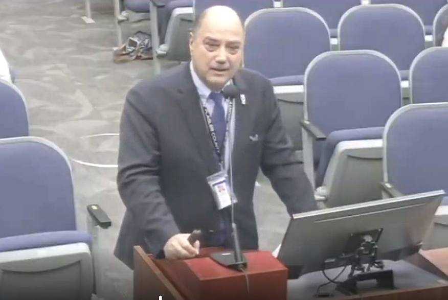 Flagler County Engineer Hamid Tabassian presents an update on the Reach 2 beach nourishment project during the Aug. 3 Flagler County Commission meeting.