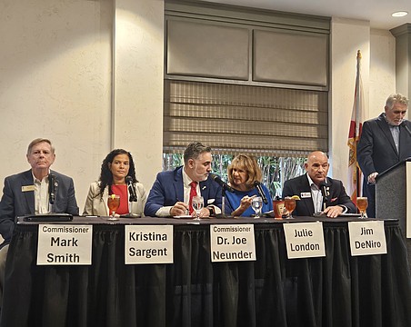Sarasota Tiger Bay Club Board Member Jon Thaxton asked Sarasota County commission candidates about their views Thursday before opening up the floor for a Q&A with members.