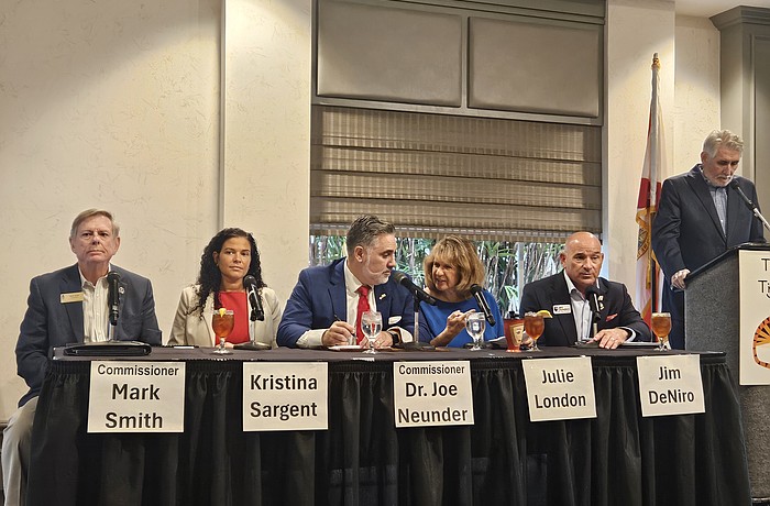 Sarasota Tiger Bay Club Board Member Jon Thaxton asked Sarasota County commission candidates about their views Thursday before opening up the floor for a Q&A with members.