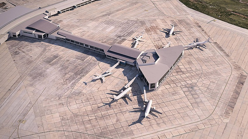 Concourse B under construction at Jacksonville International Airport will have six gates.