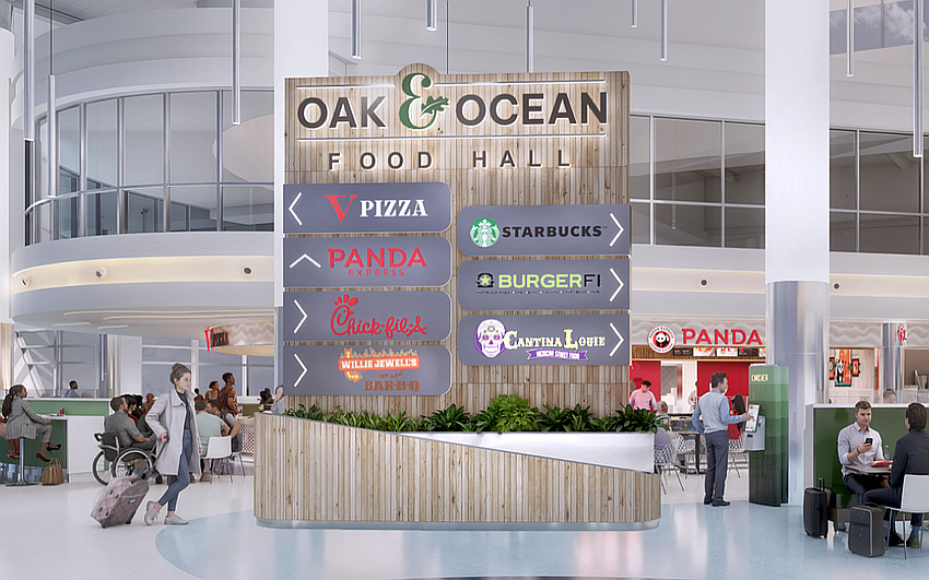 Oak & Ocean Food Hall is planned inside the new Concourse B at Jacksonville International Airport. Oak & Ocean Food Hall is planned inside the new Concourse B at Jacksonville International Airport.