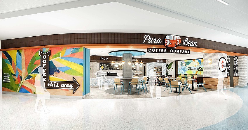 Pura Bean Coffee Co. plans a shop in the new Concourse B now under construction at Jacksonville International Airport. Pura Bean Coffee Co. plans a shop in the new Concourse B now under construction at Jacksonville International Airport.