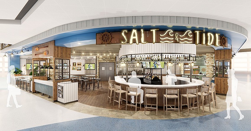 Salt & Tide seafood restaurant is planned at Jacksonville International Airport in the new Concourse B, which is under construction. Salt & Tide seafood restaurant is planned at Jacksonville International Airport in the new Concourse B, which is under construction.