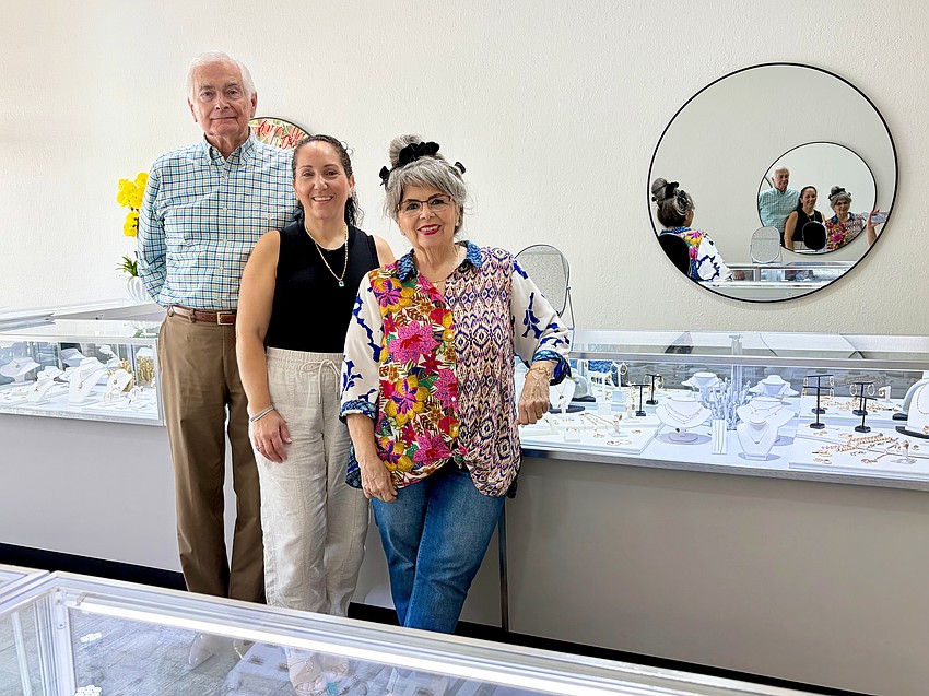 Jeweler Gary Goss, owner Mia Eylon and manager Diane DelloRusso are the team bringing a sparkle to the circle at the new St. Armands Jewelers.