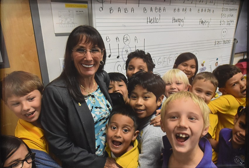 Cindy Spray sees students as students, no matter if they attend charter schools or traditional public schools. She has the most charter school students in her district, including ¡HOLA! Elementary School.
