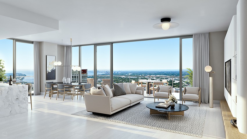 A rendering of an apartment inside the ONE Tampa residential tower. A rendering of an apartment inside the ONE Tampa residential tower.
