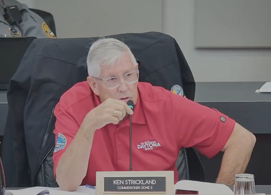 Daytona Beach Commissioner Ken Strickland discusses long-vacant properties and stalled redevelopment during the Aug. 5 City Commission meeting. Screenshot