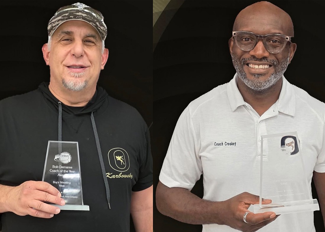 Ocoee High wrestling coaches Robb Karbowsky and Pernell Croskey were named coaches of the year.