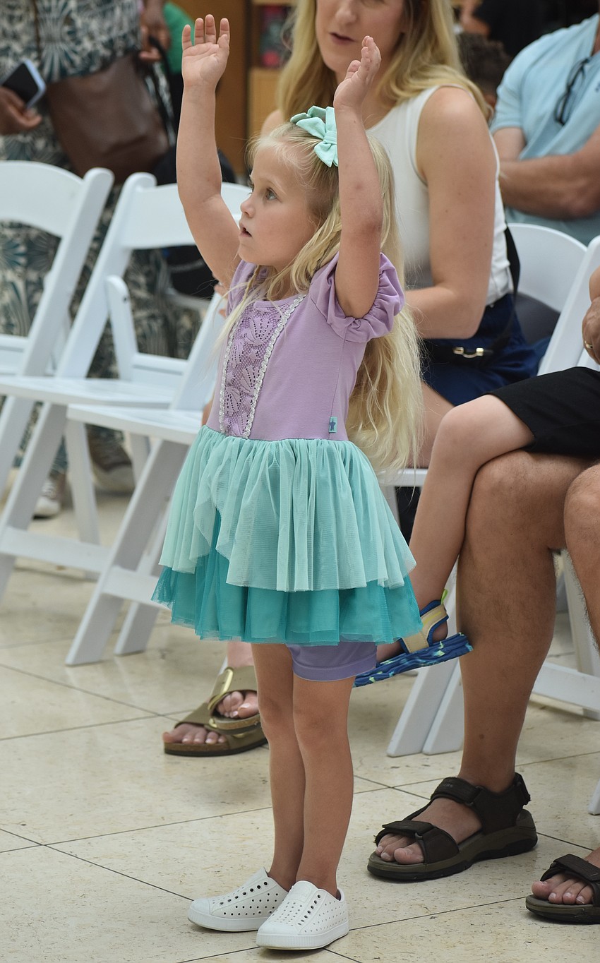 Parrish's Nova DiSalle dances along to the Sarasota Ballet performers at the Back to School Bash at The Mall at University Town Center Aug. 8.