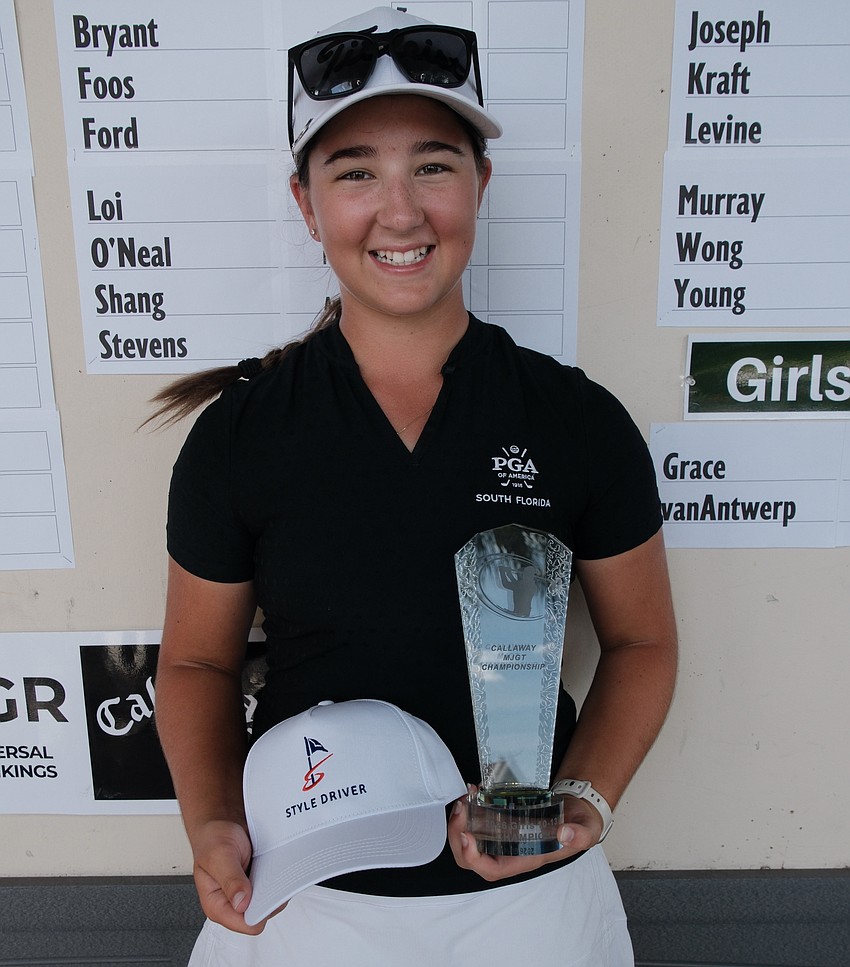 Elianna Grace is pictured June 6 after winning the girls' 10-13 year-old division of the Callaway Manatee Junior Golf Tour Championships. She competed in all sorts of tournaments this summer.
