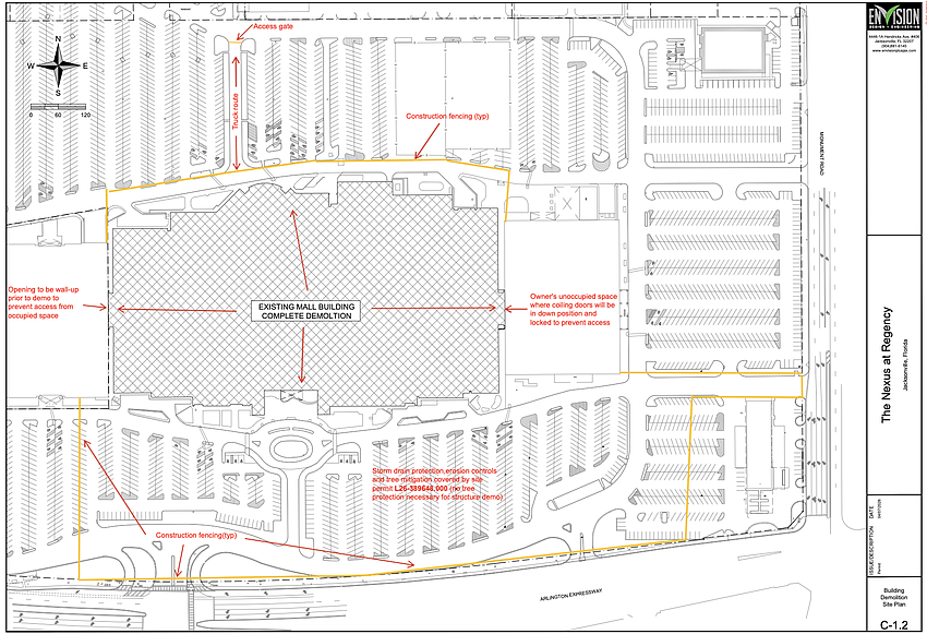The city is reviewing a permit to demolish the East Mall at Regency Square Mall for the property redevelopment as The Nexus at Regency. The city is reviewing a permit to demolish the East Mall at Regency Square Mall for the property redevelopment as The Nexus at Regency.
