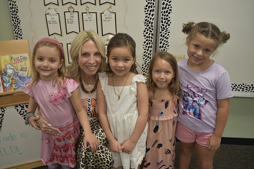 Frankie Sassen, first grade teacher Amy Parrish, Lucy Manzano, June Warwick and Zoey Caruso had the chance to meet during Southside Elementary's Meet Your Teacher night on Aug. 6.