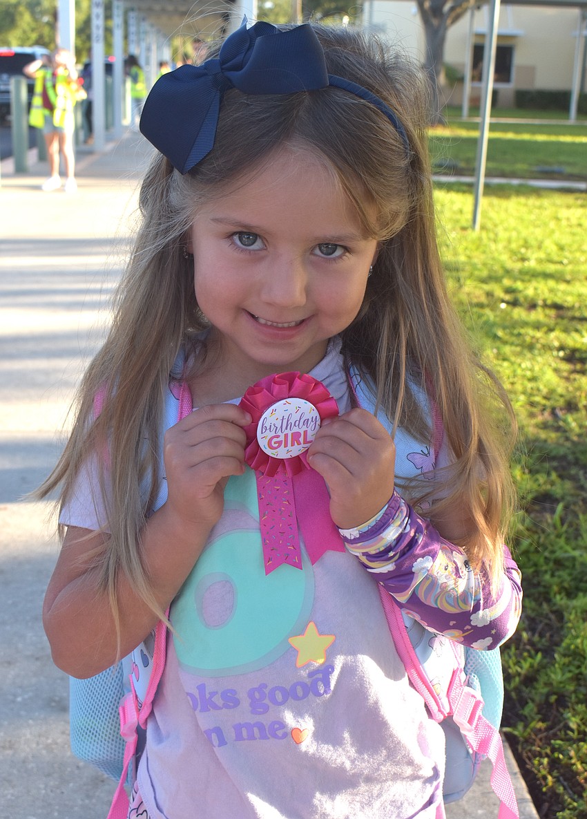 Adriana Cisneros is happy to celebrate her sixth birthday and the first day of school on the very same day, Aug. 10.