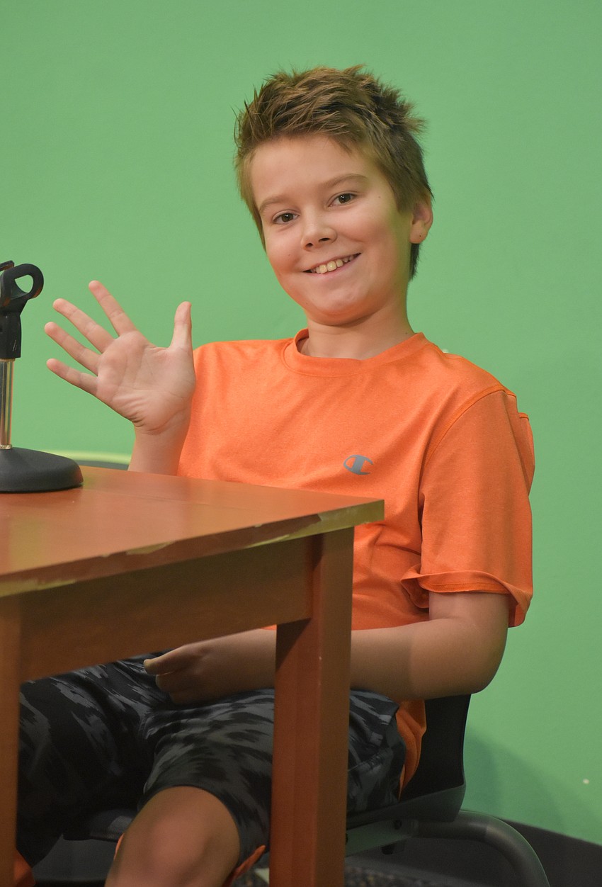 Fifth grader Jase Piercy, a black belt in karate, is the sports reporter for the Wildcat News Network.