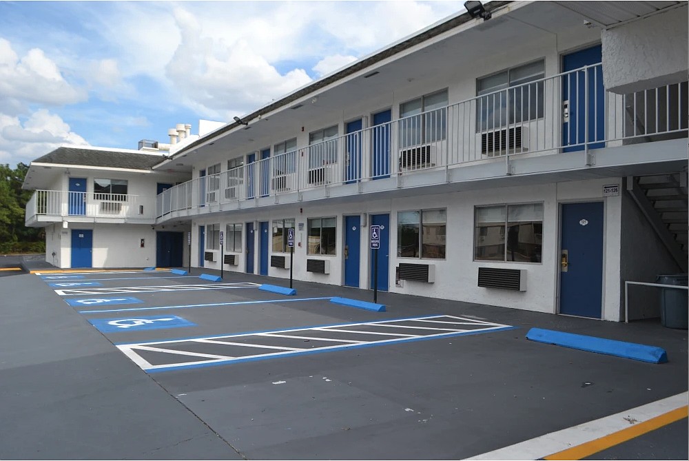 The Noble Suites motel is at 10885 Harts Road near Interstate 95 in Jacksonville.