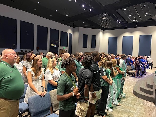 Flagler Palm Coast students and staff at Palm Coast United Methodist Church's 15th annual Football Sunday Worship Experience. Courtesy photo Flagler Palm Coast students and staff at Palm Coast United Methodist Church's 15th annual Football Sunday Worship Experience. Courtesy photo