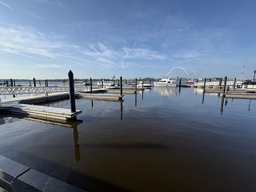 The first boats dock at Met Park Marina on Aug. 12. The city opened the 78-slip facility on Aug. 12.