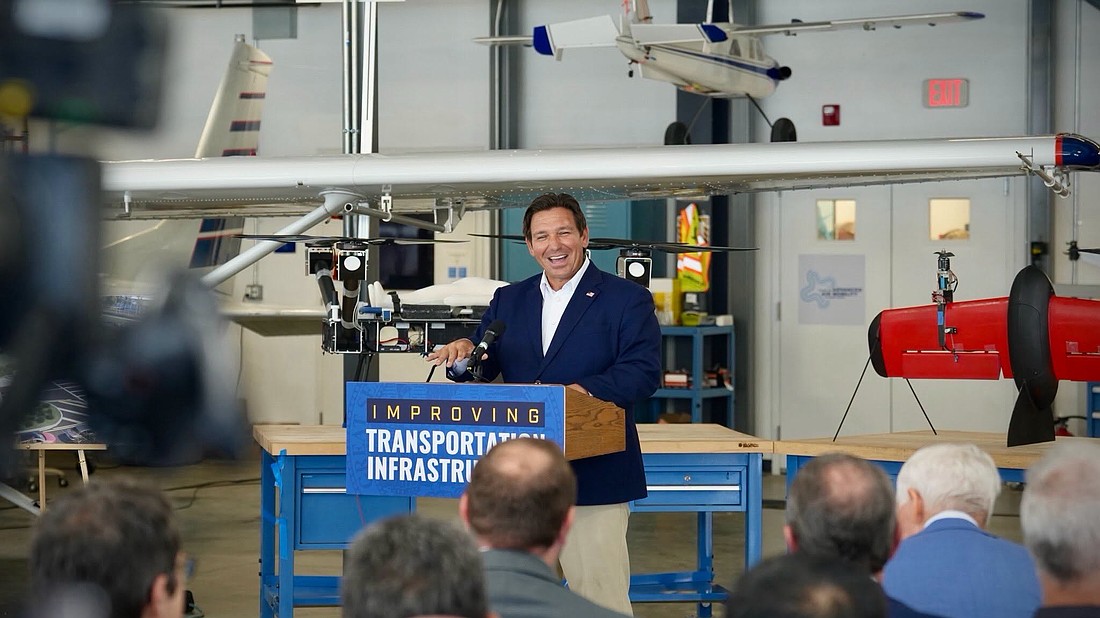 Gov. Ron DeSantis speaks during a press conference at Embry-Riddle Aeronautical University on Friday, Aug. 14. Photo courtesy of the governor's office/Facebook